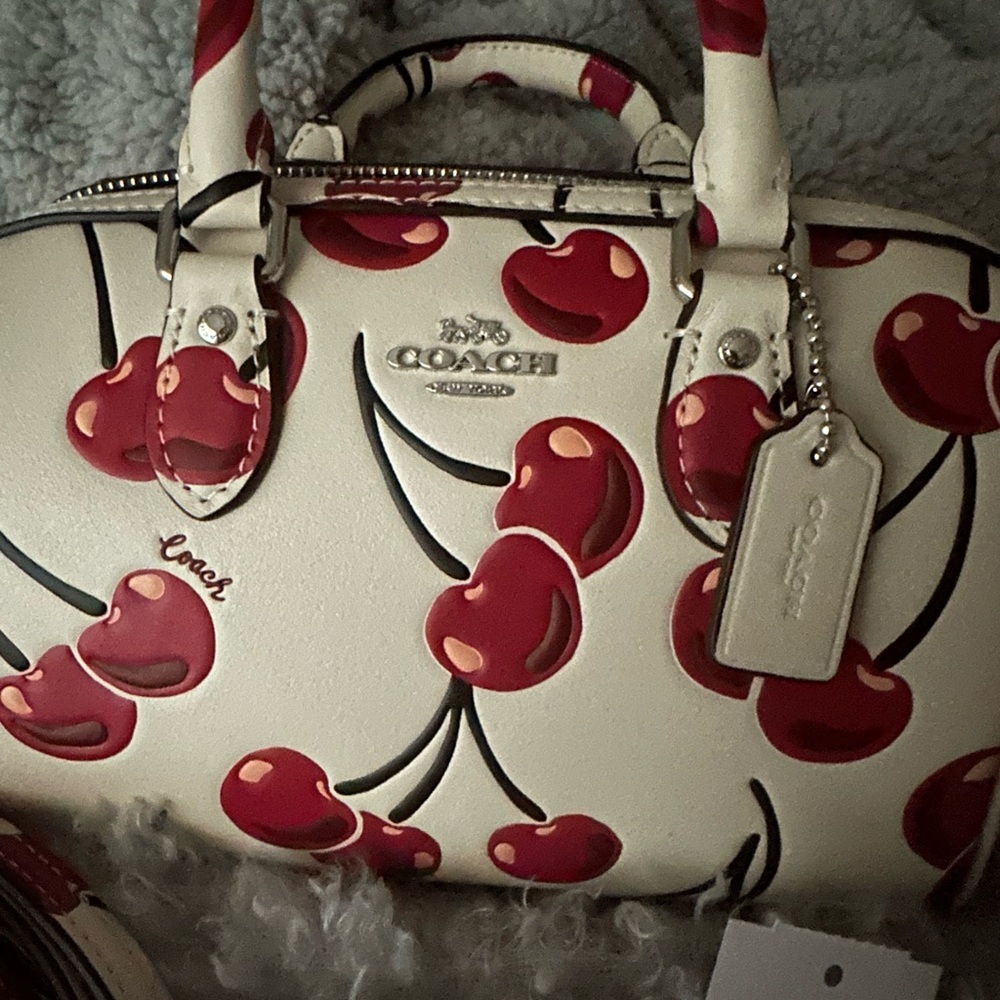COACH Mini Rowan Crossbody with Top Handle Bag With Cherry Print - Picture 11 of 13
